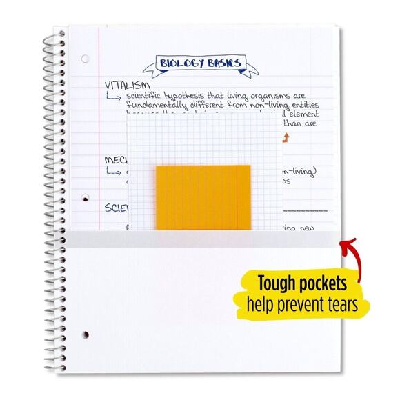 Five Star Spiral Notebook 1 Subject Wide Ruled 2 Pocket Gold Galaxy 100 Sheets - Picture 6 of 8